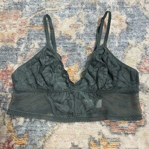 Aerie Real Good Lace Bralette Women’s Medium Green Wireless Crop Top